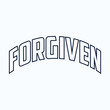 © Mihir - Forgiven, Easter Sunday creative concept with Calvary and three crosses. Bible quote for church ministry t-shirt print design. Vector illustration for cards, banners or posters