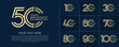 © CRIMSONRED - Anniversary logo type set with double line number. golden color for celebration event