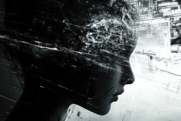 Wall Mural - Abstract Portrait of Digital Mind