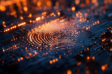 Wall Mural - Futuristic Fingerprint and Technology Circuit