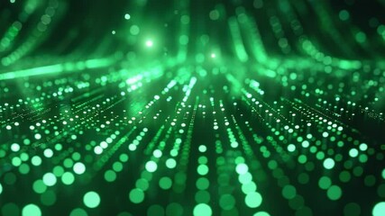Wall Mural - abstract green glowing light trails with bokeh effect, futuristic technology background