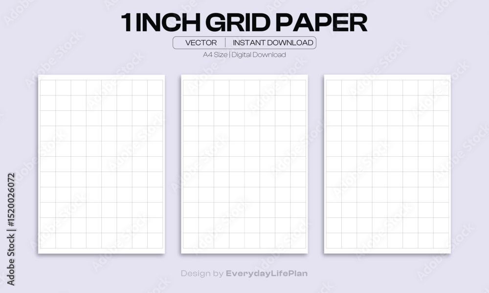 1 Inch Grid Paper – Printable Graph Paper PDF | A4 Size Digital ...