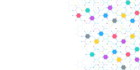 Fototapete - Graphic design element with abstract geometric background of simple hexagon pattern