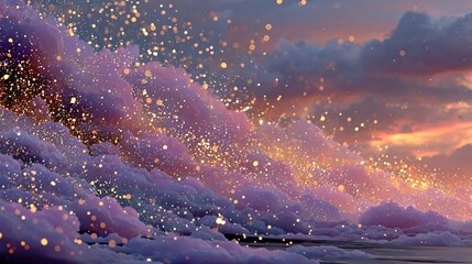 Wall Mural - lavender sky with scattered golden stars at sunset