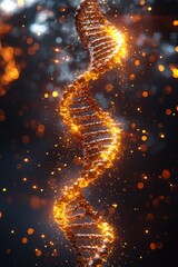 Wall Mural - illuminated dna double helix with glowing particles and vibrant colors