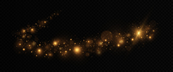 Wall Mural - glitter wave dust with glowing particles and shiny twinkle flow on a transparent background. sparkle