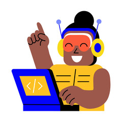 Wall Mural - flat style illustration showing user performing software testing