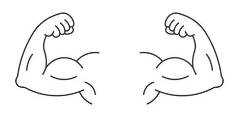 Strong muscular arms  outline vector icon , 