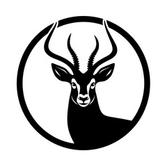 Wall Mural - a striking black and white vector illustration showcases the majestic silhouette of an antelope, the
