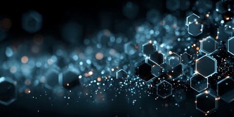 Wall Mural - futuristic hexagonal galaxy: a dance of light and geometric patterns in cosmic space