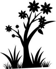 elegant black and white tree silhouette vector illustration for nature themed designs perfect for lo