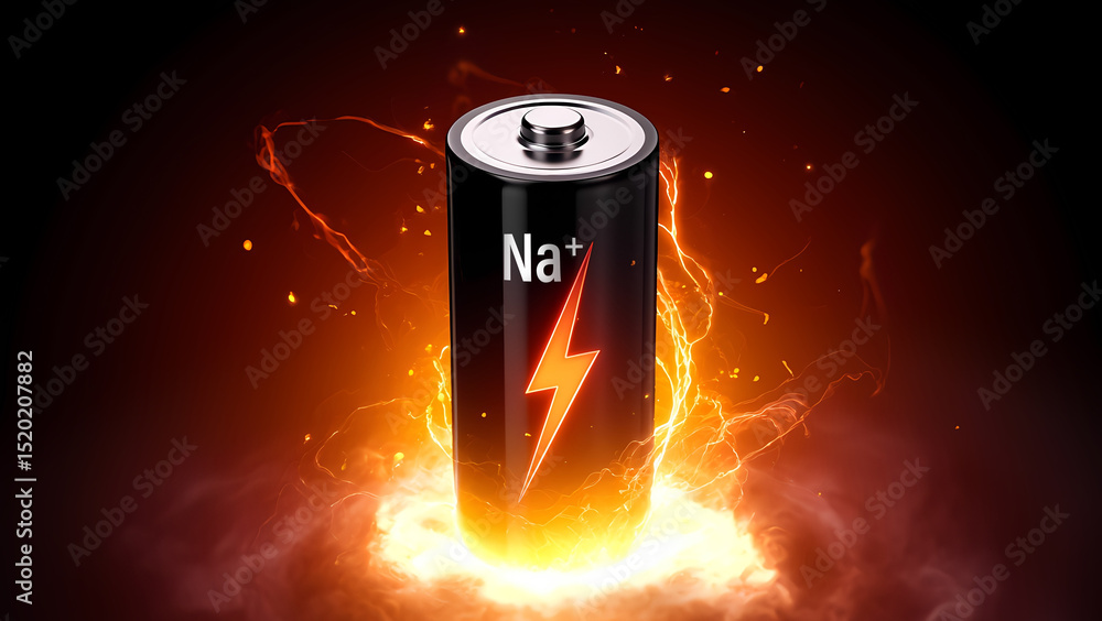 Explosive Sodium-Ion Battery with Lightning Symbol – Futuristic Energy ...