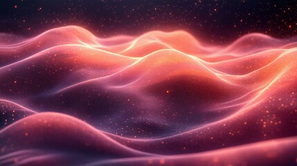 Wall Mural - stunning abstract digital landscape with smooth waves and luminous particles creating a mesmerizing 