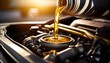 © Jessi - oil change in progress golden fluid pouring into car engine maintenance and care for vehicle longevity