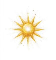 Wall Mural - golden glowing lights are shown on a transparent background with solar flare beams and a spotlight, 