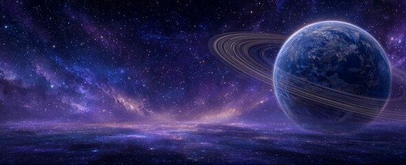 Wall Mural - a black hole positioned over a star field in outer space forms the shape of the letter o, surrounded