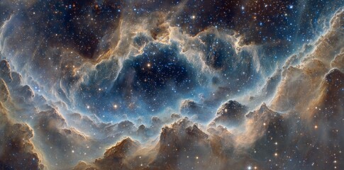 Wall Mural - the background features a space scene with a nebula and stars, accompanied by a 360 hdri environment