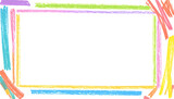 Colorful Pastel Crayon Rectangle Frame on Transparent