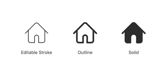 Leinwandbilder - home icons, house icon symbol in outline and solid styles, commonly used for website homepages, app navigation, or real estate themes