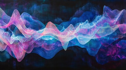 Aufkleber - Abstract colorful wave pattern on dark background.