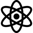 © Falih - Black and White Atom Icon with Orbitals and Nucleus