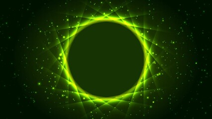 Poster - Vivid green neon glowing laser circular lines with dots hi-tech background. Seamless looping abstract futuristic motion design. Video animation Ultra HD 4K 3840x2160