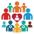 © Stock Design - Colorful stylized people and heart symbolizing community and compassion on white
