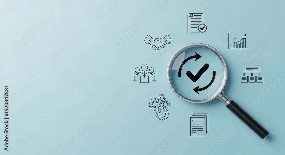 Magnifying process check review business management quality control ...
