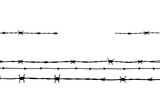 Barbed wire collection silhouette vector. Barbed wire metallic border elements, barb wire set, barb wire icon. Barbed wire fence on the border silhouette illustration