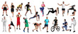 © New Africa - People engaged in different sport activities on white background, collage