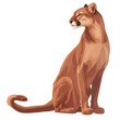 © Ahmadhassan - Illustration of a cougar sitting with its head turned to the left on a black background
