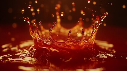 Wall Mural - close-up of a vibrant orange liquid crown splash.