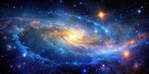 Wall Mural - Deep space galaxy with vibrant stars in a dark blue background