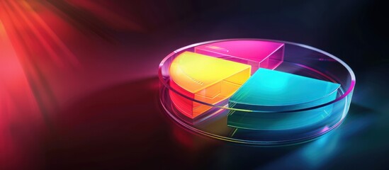 Wall Mural - colorful pie chart in glass dish on dark background.