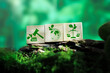 © jittawit.21 - Sustainable law and eco justice icons on wooden cubes over green forest background representing environmental rights