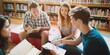 © Rawpixel.com - Diverse group of young adults studying in a library. Diverse group discussing books. Students engaged in learning. Library setting with books and notes. Education, learning discussion concept.