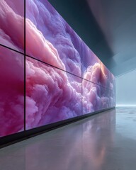 Aufkleber - Advanced meteorological monitoring center with large screen cloud imagery, predictive technology and digital weather forecasting for modern climate analysis