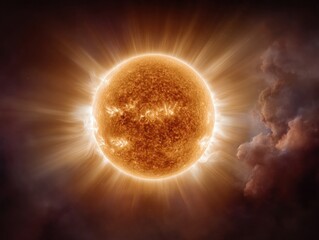 Aufkleber - Detailed Solar Cycle Visualization of the Sun with Corona Flares and Prominences for Scientific Education and Modern Renewable Energy Concepts