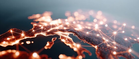 Aufkleber - Digital Network Visualization of Western Europe Map Highlighting Data Connectivity and International Business Links for Modern Tech Infrastructure