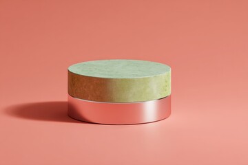 Leinwandbilder - Polished Metallic Circular Pedestal with Reflective Surface on Neutral Background for Luxury Product Display and Premium Branding Presentation