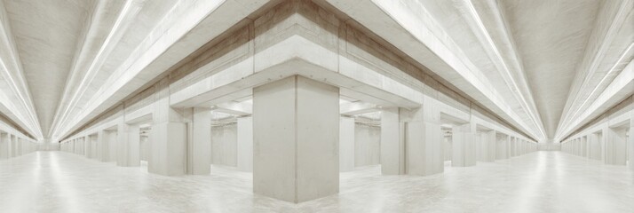 Aufkleber - Modern Minimalist Architectural Space with Reinforced Concrete Columns and Foundation Slabs - Structural Engineering Precision for Industrial and Commercial Design