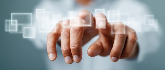 Aufkleber - Futuristic Asset Diversification Interface with Businessman Using Advanced Data Visualization for Intelligent Wealth Management and Portfolio Optimization