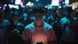 © Aong - Crowd group of many young people looking at their smartphones, generation z technology addiction social media internet scrolling.