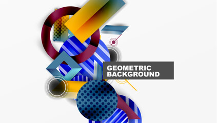 Aufkleber - Abstract geometric composition. Vibrant shapes overlap, creating dynamic visual effect. Modern design elements present bold color palette.