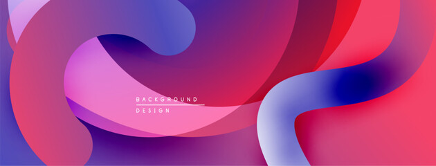 Poster - Abstract fluid shapes blend vibrant colors. Gradient design creates dynamic, modern background. Smooth curves suggest movement, energy.