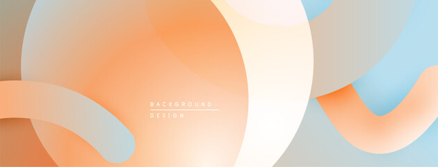 Poster - Abstract fluid shapes, soft gradients. Peach, orange, light blue hues create modern design. Minimalist aesthetic, smooth transitions.