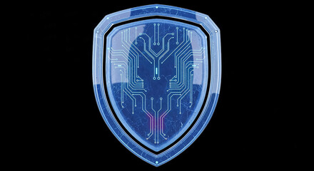 Aufkleber - Cybersecurity shield protecting digital information on black background