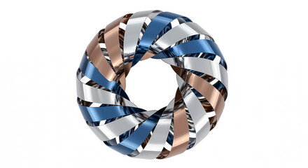 Aufkleber - Abstract circular design with intertwined metallic ribbons creating visual harmony