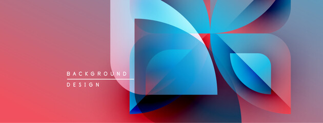 Aufkleber - Abstract design features flowing shapes, vibrant colors. Gradient blends pink, blue, teal creating dynamic visual effect. Modern aesthetic.
