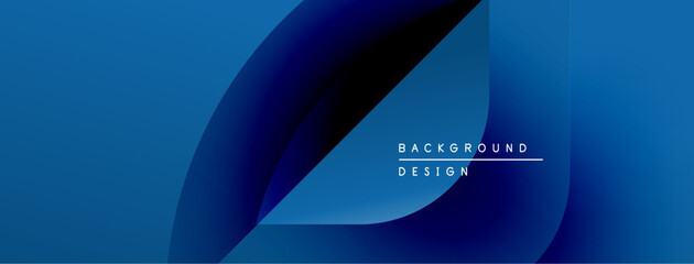 Aufkleber - Abstract blue design features overlapping curved shapes. Gradient effect creates depth, modern aesthetic. Text reads background design.